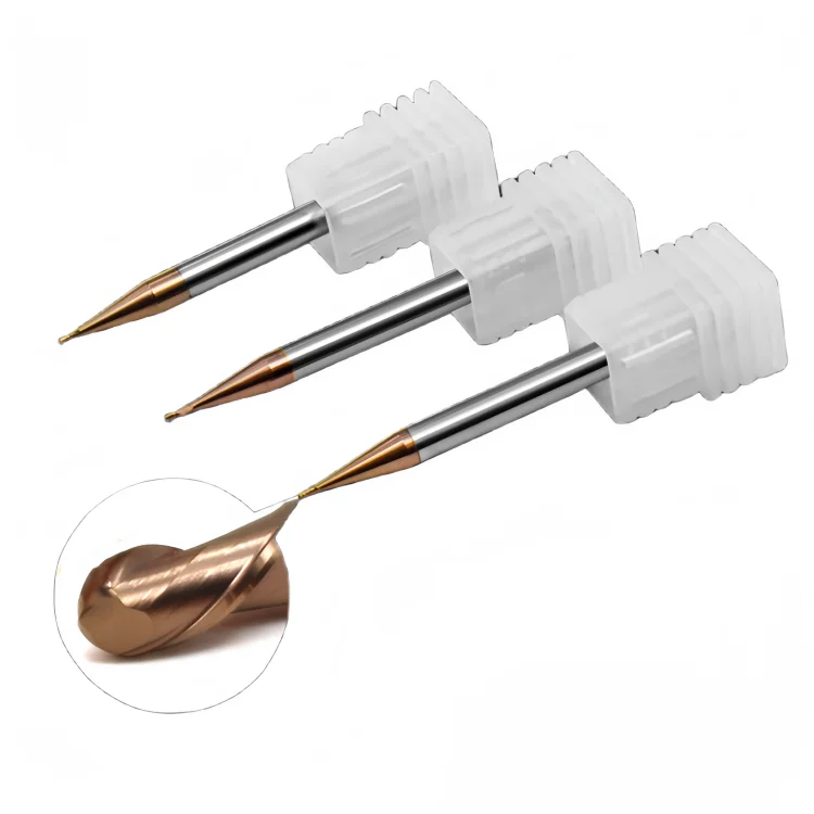 HRC55 Tungsten Carbide Endmills Micro Small Diameter Ballnose Cutter Tungsten Cobalt alloy Milling Cutter customized