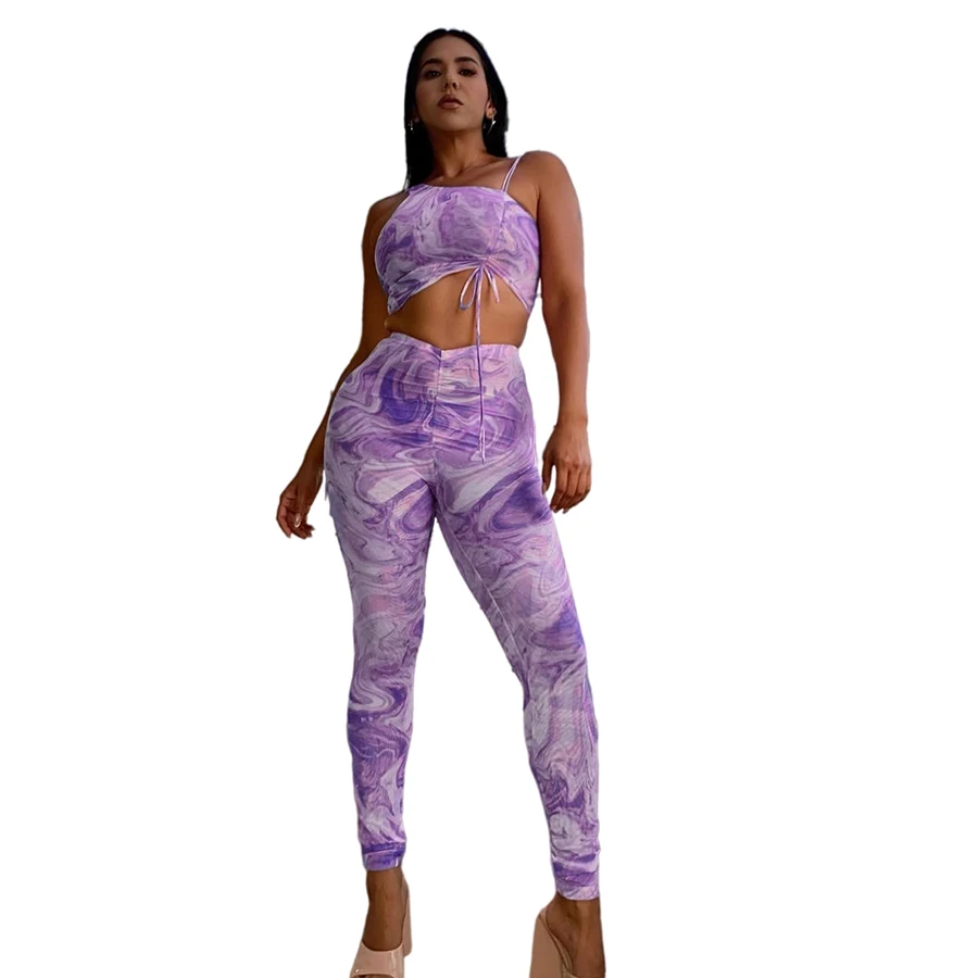Nibber K21S05552 одежда для тренировок Новое поступление топ сетчатые леггинсы подходящий комплект уличная одежда Женский комплект из двух частей с принтом