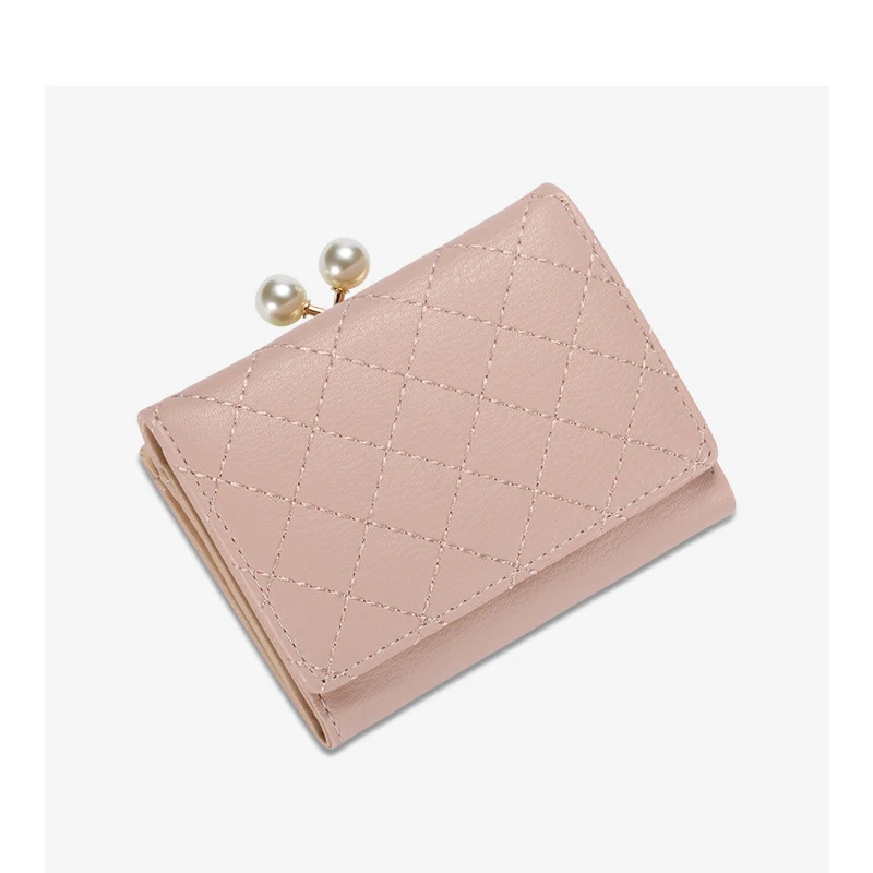 Ladies Travel PU Mini Purse Zip Women Wallet 2023 Long Card Wallets for Women Fashionable Wallet Waterproof Polyester Pearl Star