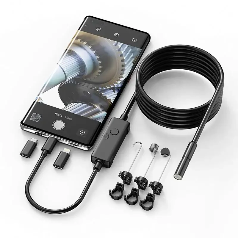 W400-E 2 в 1 прямое подключение IP67 Водонепроницаемый 7 9 мм 5 м жесткий 1440P full HD видео эндоскоп для IOS Android