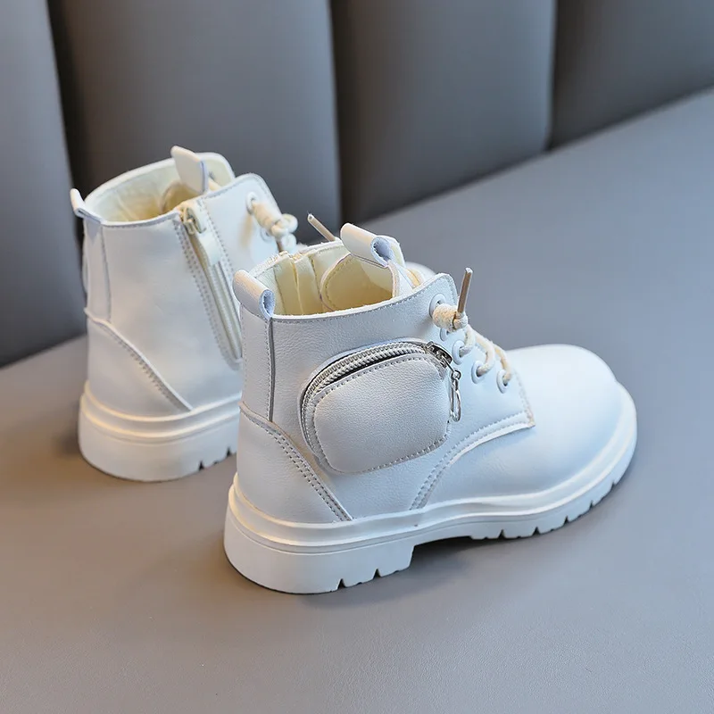 Модная детская повседневная обувь, милые однотонные детские ботинки, мини ботинки с сумкой