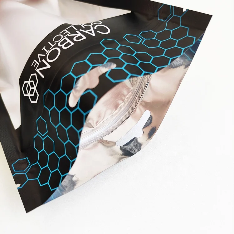 Custom Printed Black Aluminum Foil Plastic Transparent Window Food Packaging Bolsa Stand Up Pouch With Zipper