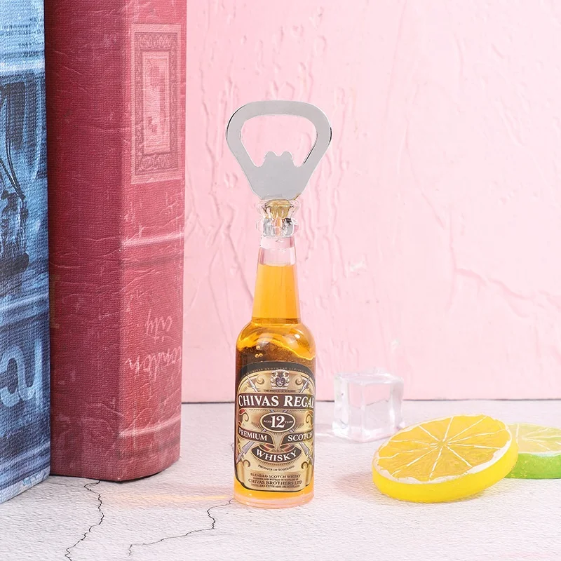 Beer Bottle Shaped Fridge Magnet Bottle Opener Refrigerator Creative Refrigerator Decoration PVC Beer Bottle Opener