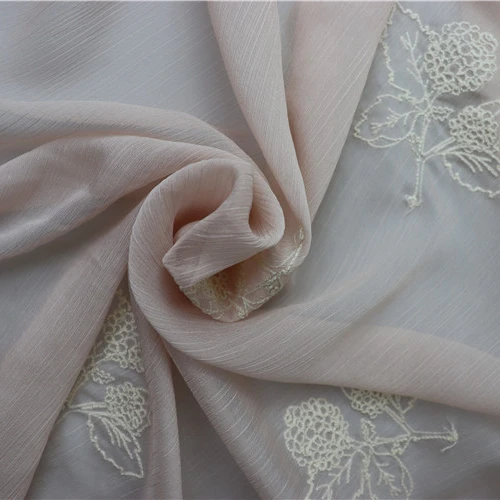 Unique Design Plant Embroidered Full Polyester Fabric Durable Apparel Fabric