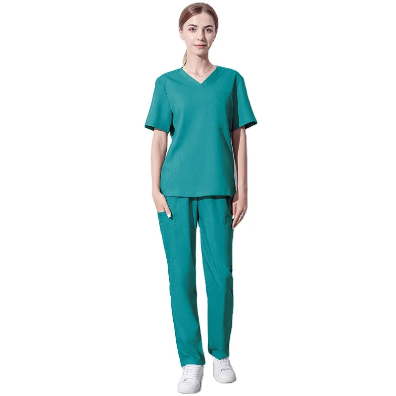 High-Grade Stretch Fabric Workwear Scrub Tops+Jogger pants Medical Uniform Surgery Scrubs Uniform Pet Shop Doctor Plus Size