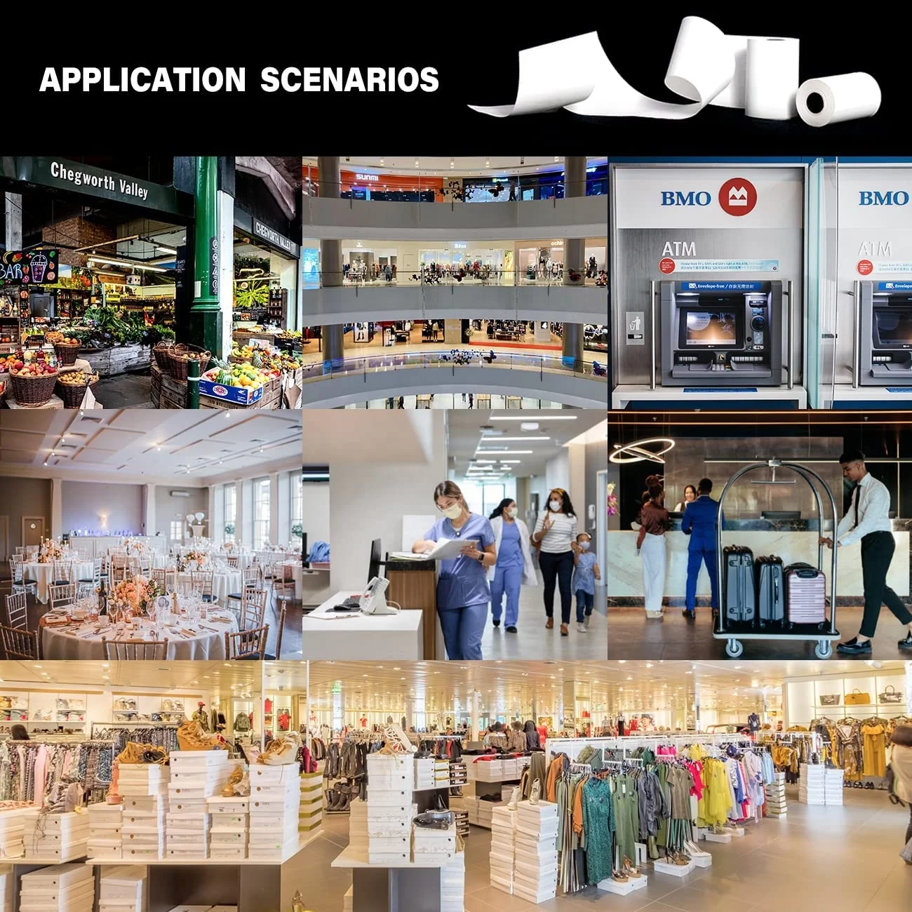 80x80 mm 57x40 mm Factory Direct Thermal Paper Roll 80mm Cash Register Paper For POS ATM Bank Thermal Paper Receipt Roll