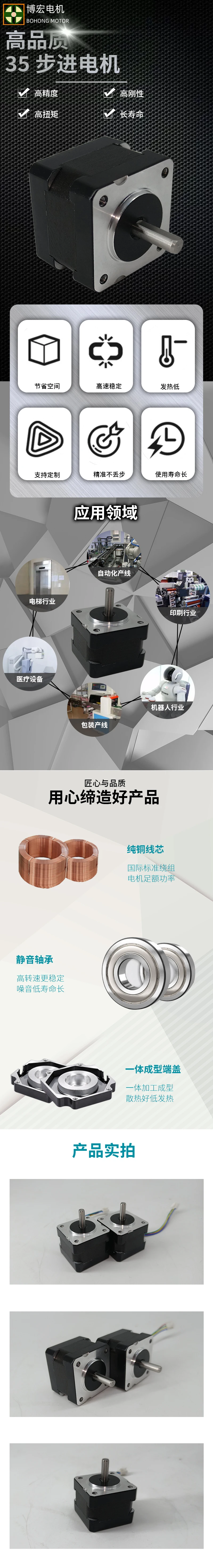 Профессиональный высокоточный шаговый двигатель BOHONG MOTOR 35 Ом 0 9 градусов ЧПУ Nema 14
