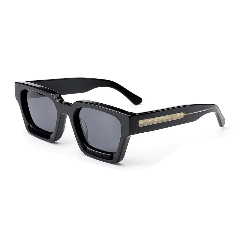 High End Custom Clear and Black Acetate UV400 Protective Brand Bevel Cut Big Square Men New Fashion Sunglasses