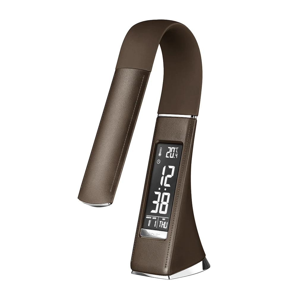 Светодиодная настольная лампа на гибкой ножке, ночник с календарем и часами для кабинета и спальни