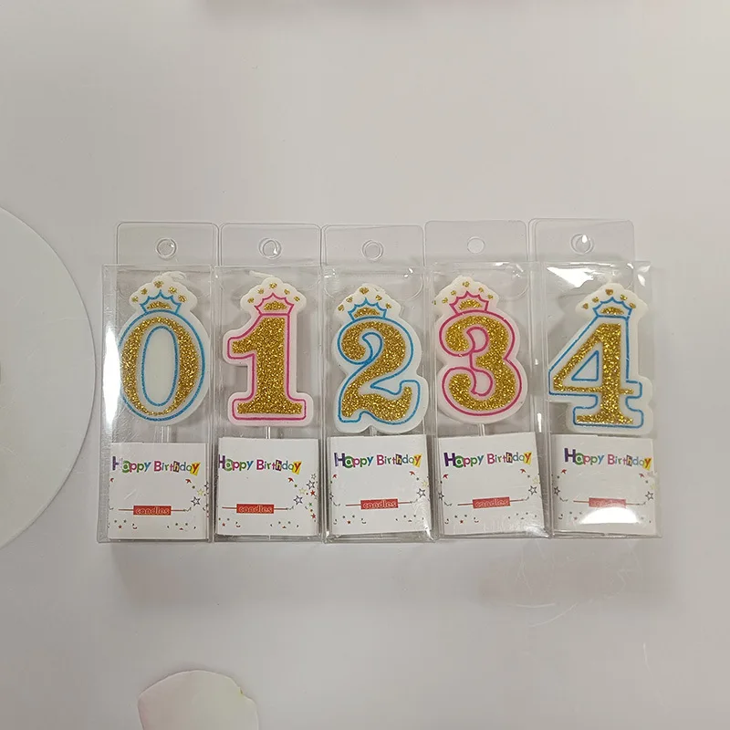 Custom Wholesale High Quality Finest Price Fancy Number 0-9 Birthday Crown Candle