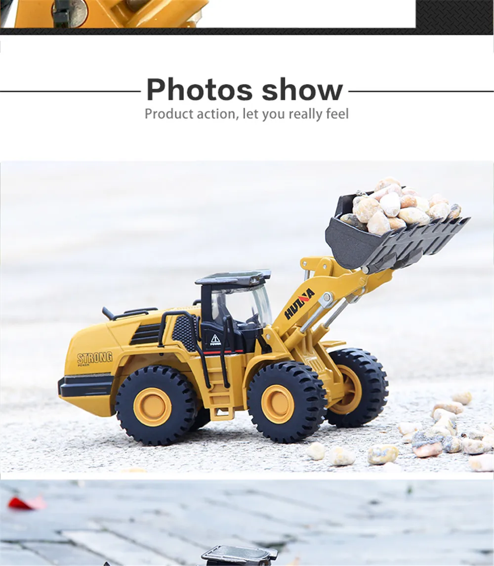 HUINA 1714 Rc Excavatos Toy Remote Control Toys 1/50 Full Metal Alloy Engineering Construction Vehicle RC Model Toys