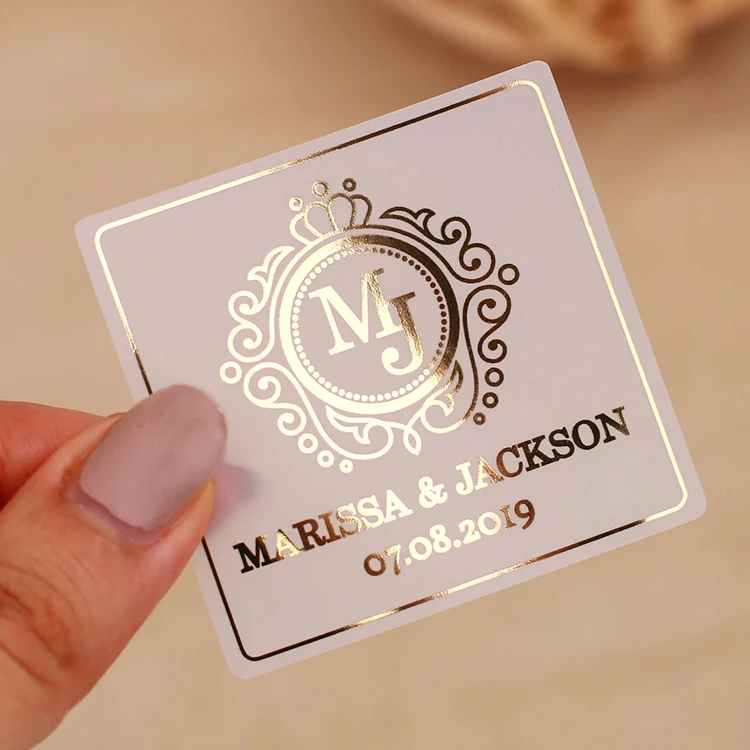 Hot Stamping Adhesive Stamp Round Gold Foil Pvc Transparent Clear Vinyl Sticker Logo Custom Stickers