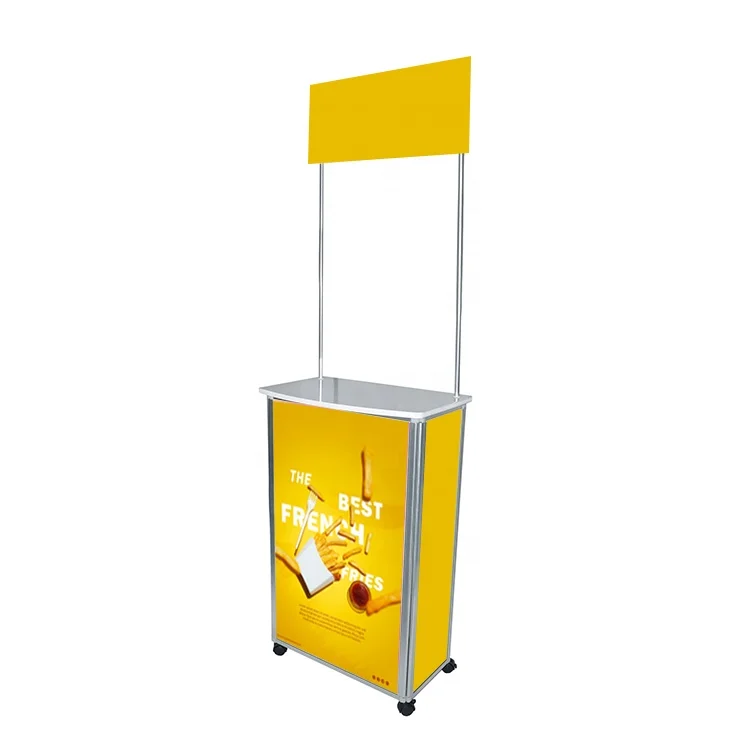high quality malaysia aluminum promotion table with wheel