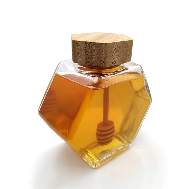 Wholesale empty honey jars glass hexagonal honey containers