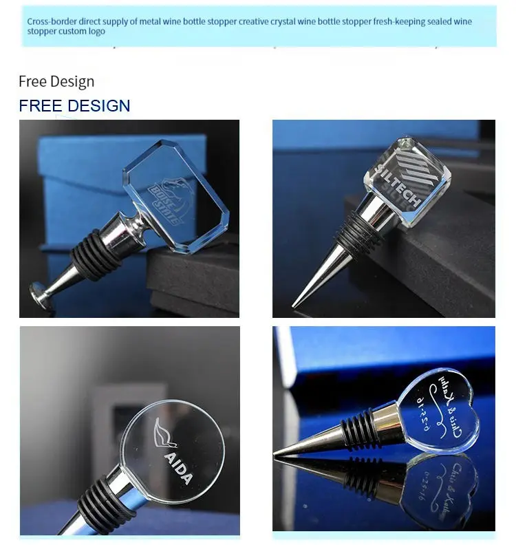 Best Selling Inner crystal carving wine stopper Factory wholesale Crystal glass Wholesale Wine Stopper