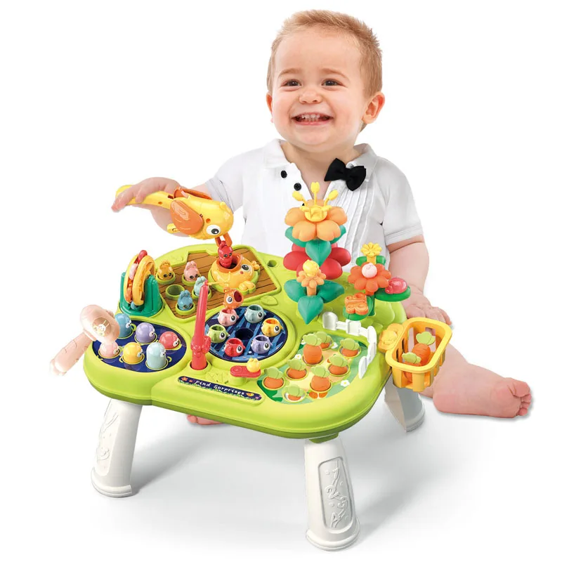New early educational animal play desk toys farm amusement park multi functional kids puzzle game table for baby