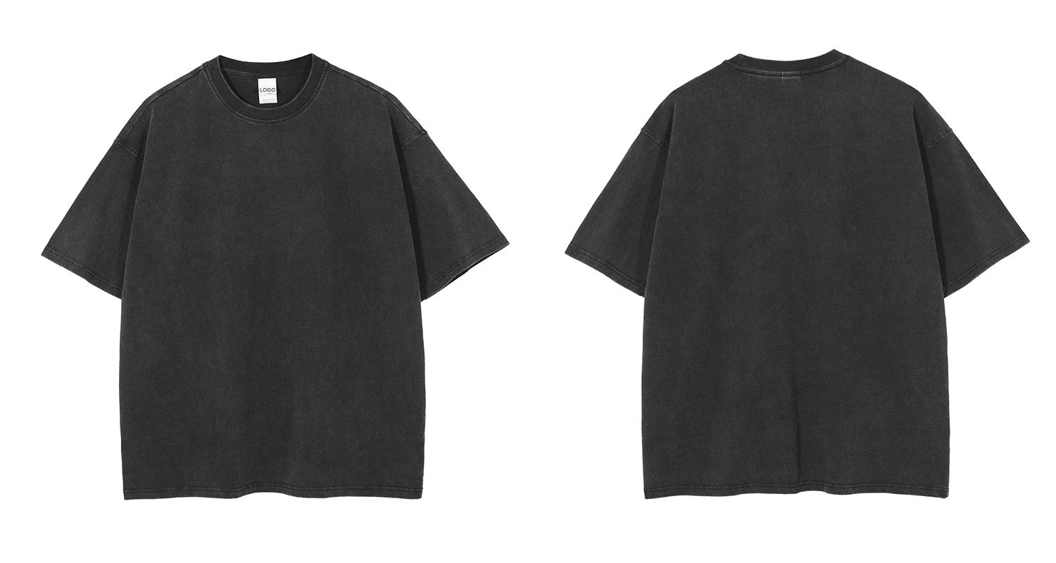 260gsm 7.7OZ Heavy Custom Logo Acid Wash T-shirt 100% Cotton Unisex Tshirt Breathable Oversized T-shirt Vintage T Shirts