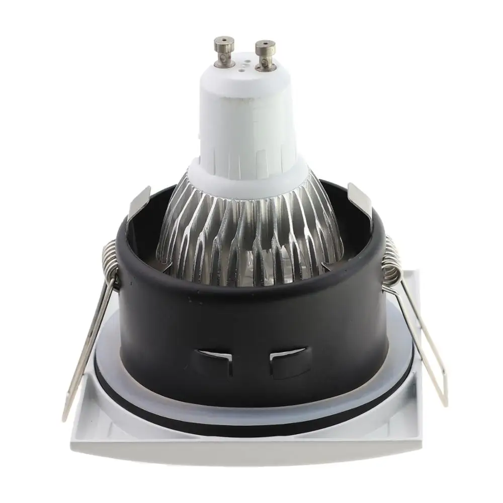 
Square White Nickel House GU10 MR16 Lighting Fixture COB Downlight LED Ceiling Light Frame 