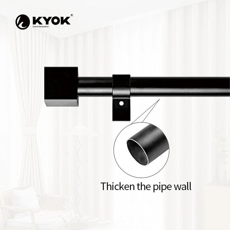 KYOK modern Wholesale China Factory square finial Metal Curtain Rod And Rail Accessories For Curtains
