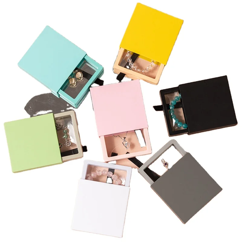 Custom wholesale jewelry packaging pearls transparent necklace bracelet earrings packaging ring box