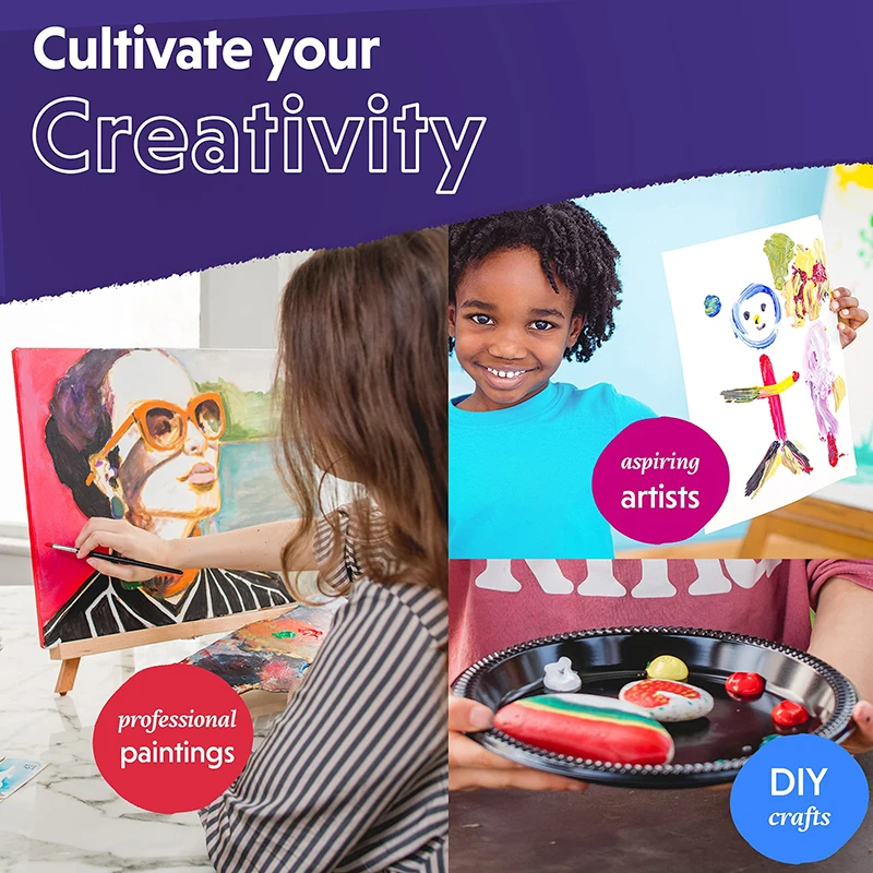 Non-Toxic Craft Paint Christmas Painting Kit 24 Colors Acrylic Paint Set for Art Supplies