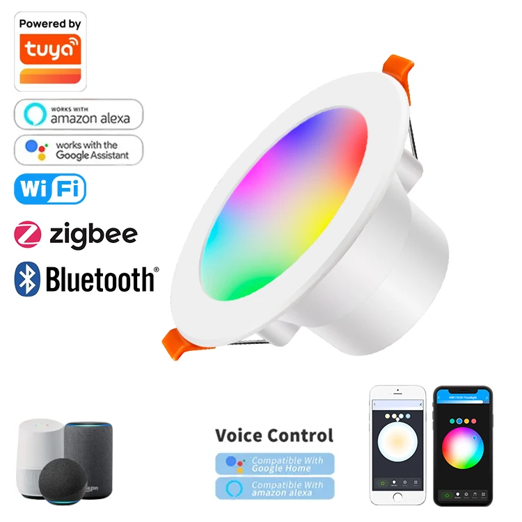 RGBCW smart tuya zigbee зигсетчатый Маяк домашний офис светодиодный светильник 9 Вт управление приложением Smart Tuya bluetooth встраиваемый