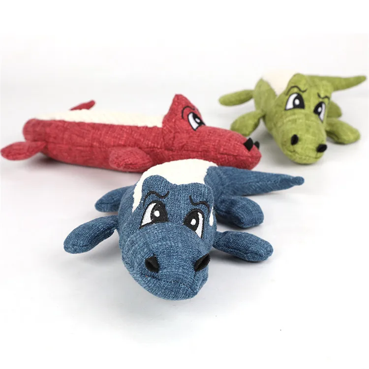 Corn Fluffy Linen Crocodile Interactive Squeaky Chew Plush Pet Dog Toys Dropshipping dog chew toys for aggressive chewers