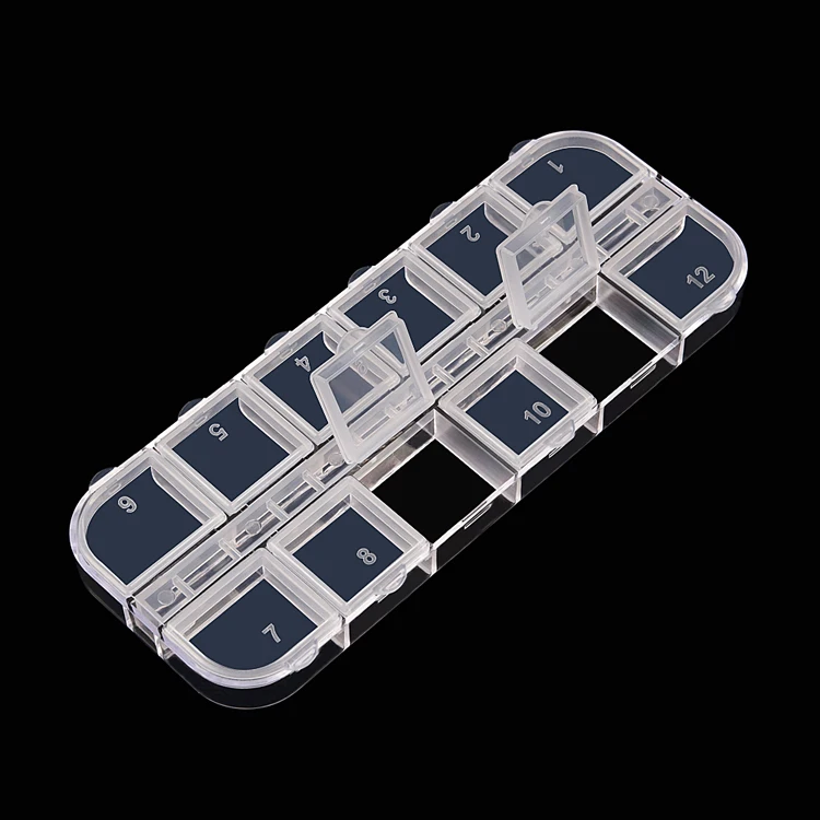 12 отверстий пустые пластиковые прозрачные ногти искусство драгоценный камень чехол для хранения ногтей дисплей коробка для дизайна ногтей Стразы чехол