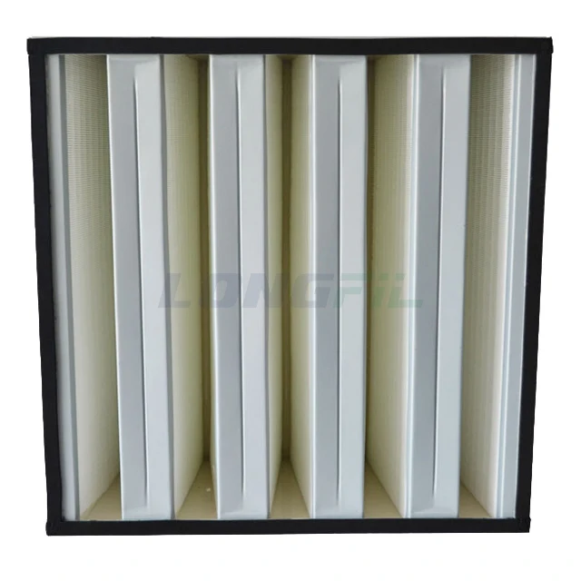 H13 H14 3V 4V 5V 6V Combined V BANK HVAC Terminal HEPA Filter 24x24 Glassfiber Filter Media Mini Pleat High Air Flow