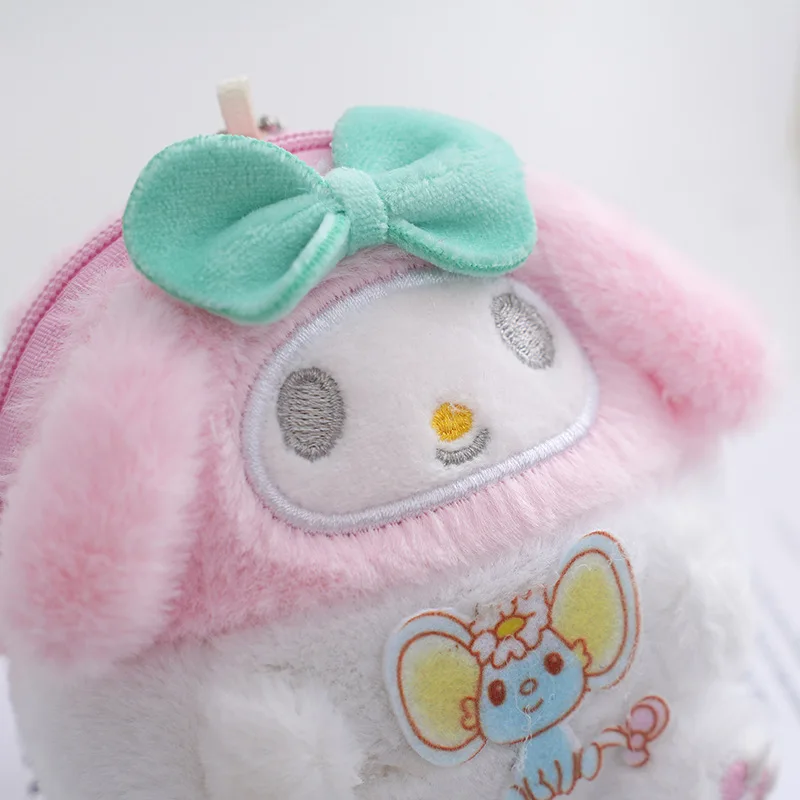 10Cm Kawaii Sanrioed Plush Keychain Bag Keroppi Kuromi Badbadtz-Maru Hellokittys My Melody Pachacco Plush Coin Purse Bag Pendant