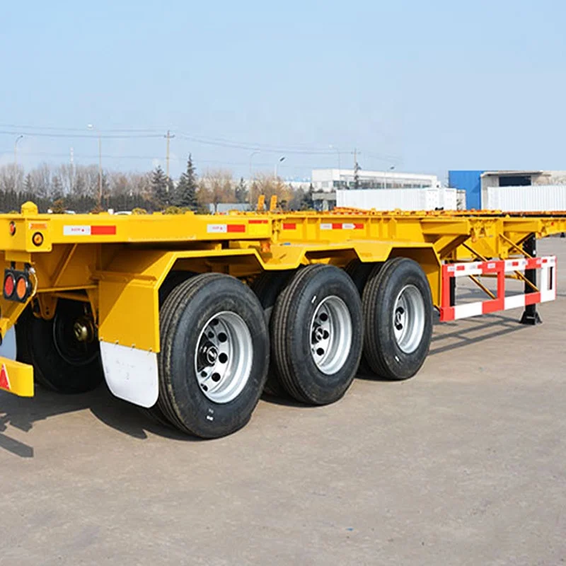 3 Axles 60 Ton Skeleton 40 45 FT Skeletal Shipping Container Chassis Semi Trailer