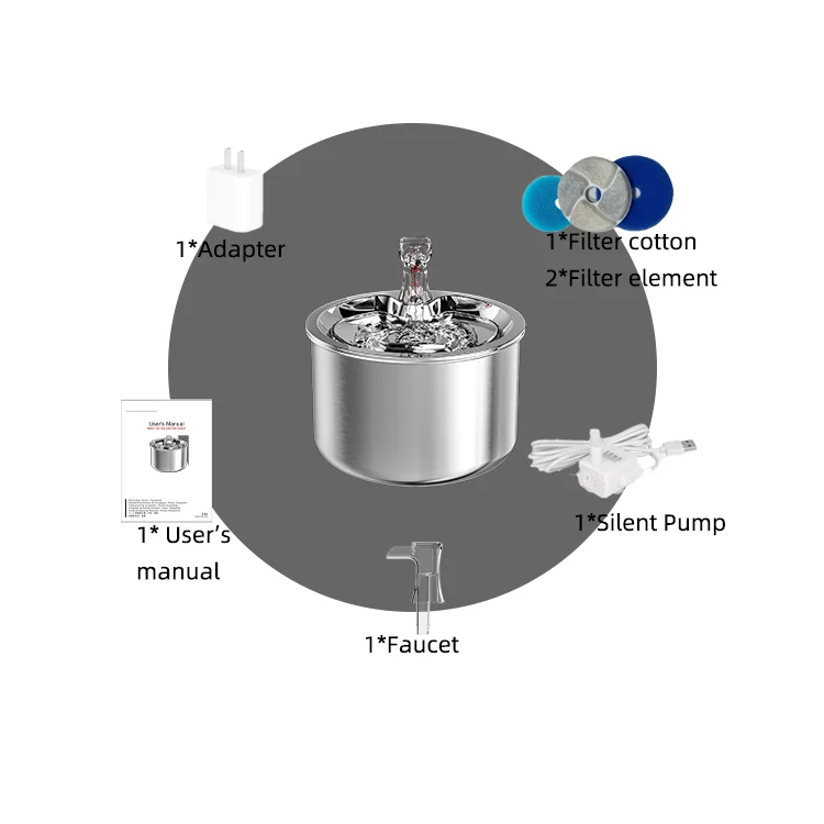 2022 New Design Automatic Dog Cat Water Fountain Stainless Steel Pet Drinking Dispenser