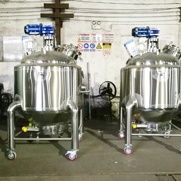 Food grade heating jacketed stainless steel beverage mixing tank with agitator