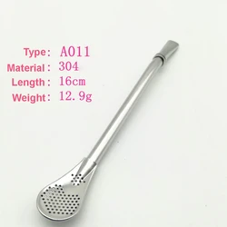 304 stainless steel metal filter straw spoon set yerba tea mate bombilla with Custom logo