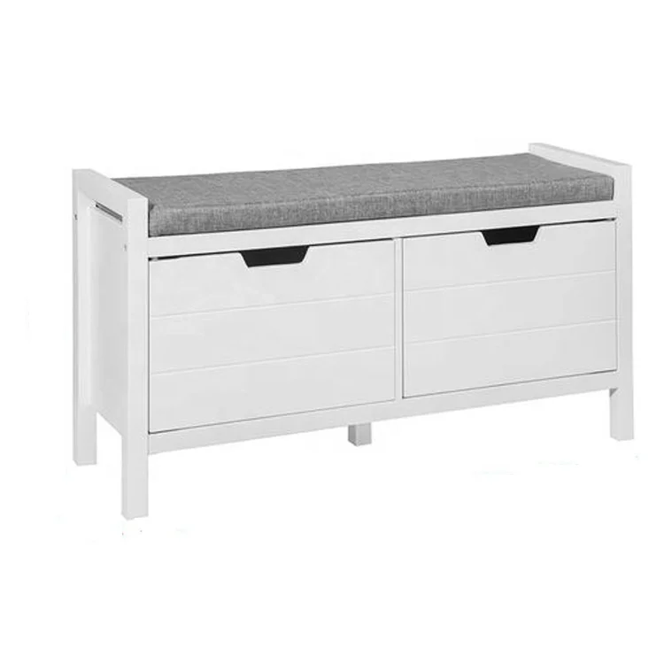 Super September Europe Style Wooden Shoe Storage Bench with Drawers Cushion Picture