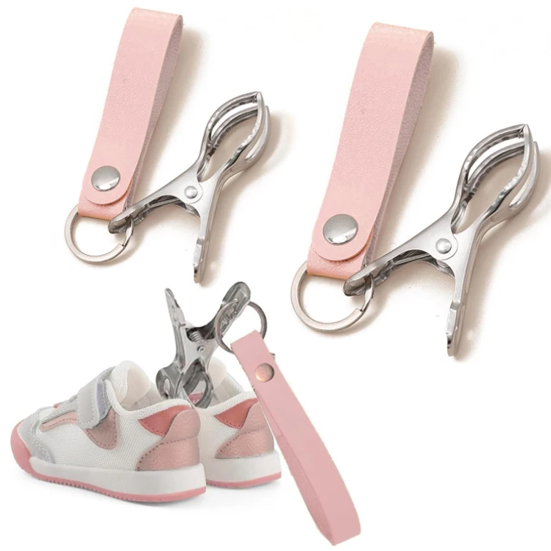 Baby Essentials Stroller Accessories Hooks Clips Baby Shoes Clips Leather Hanging Blanket Clip Buckle Storage Hook for Stroller