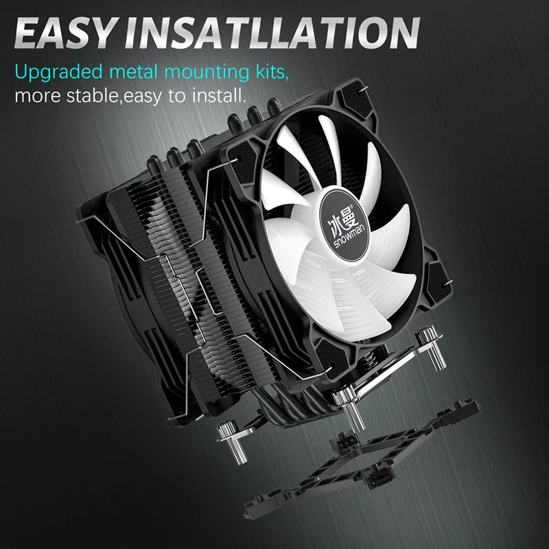 SNOWMAN Wholesale 120 RGB CPU  Fan Cooler for PC Computer LGA 1700 775 115x 1366 2011 AM2+ AM3+ AM4