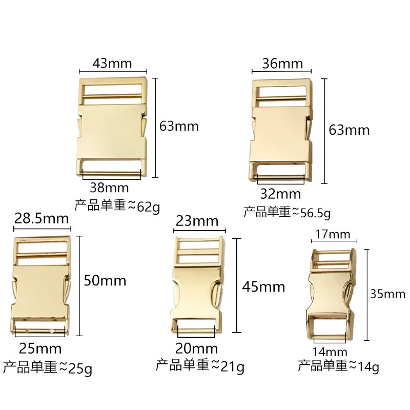 RW 14-38MM High Quality Zinc Alloy Backpack Strap Flat Quick Release Buckle Luggage Bag Accessories Dog Collar Metal Buckle