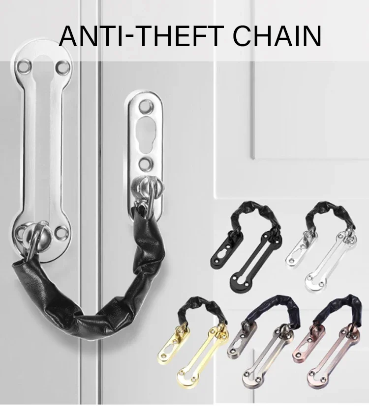 Extra-Thick Door Chain Lock Zinc Alloy Security Door Chain Guard Hotel Interior Door Latch Lock