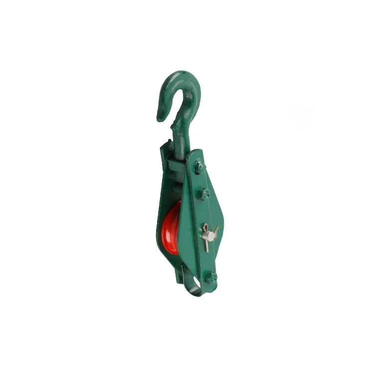 Green Color Marine Rigging Wire Rope Sheave Pulley Block With Hoook