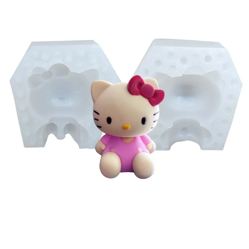 Geometric Cat Candle Making kit DIY Candle Craft Tools Soap Moulds Ice Cube Molds Cute 3D Sitting Kitty Silicone Molds