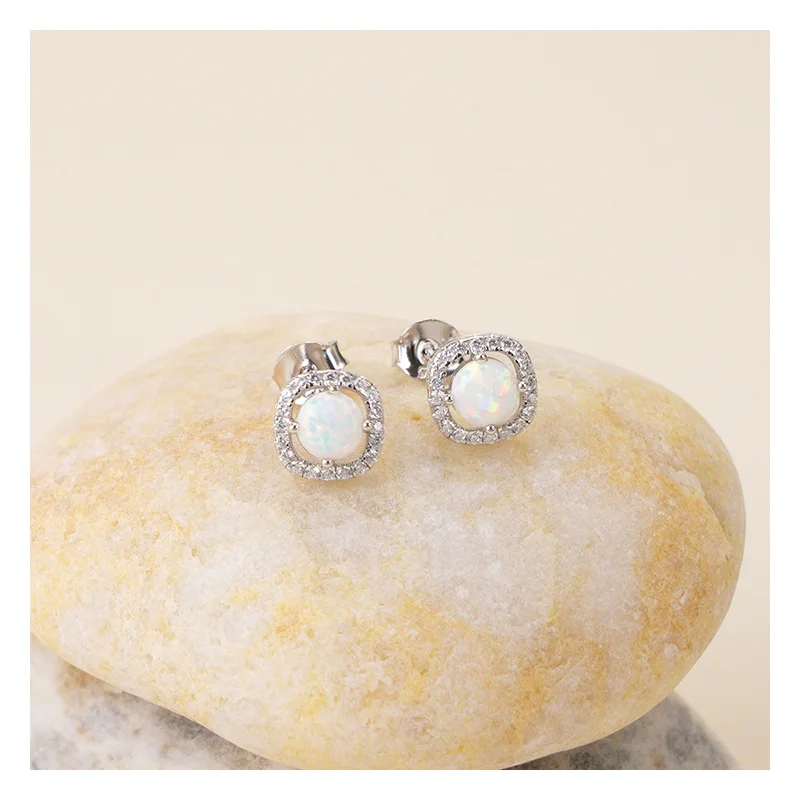 earrings display stand jewelry White Opal jewelry set Ring s925 sterling silver design earrings