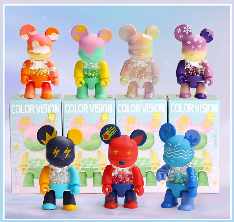 Qee-Color Vision Blind Box Cute Bear Desktop Doll Trendy Bear Trend Character Static Cartoon Decoration