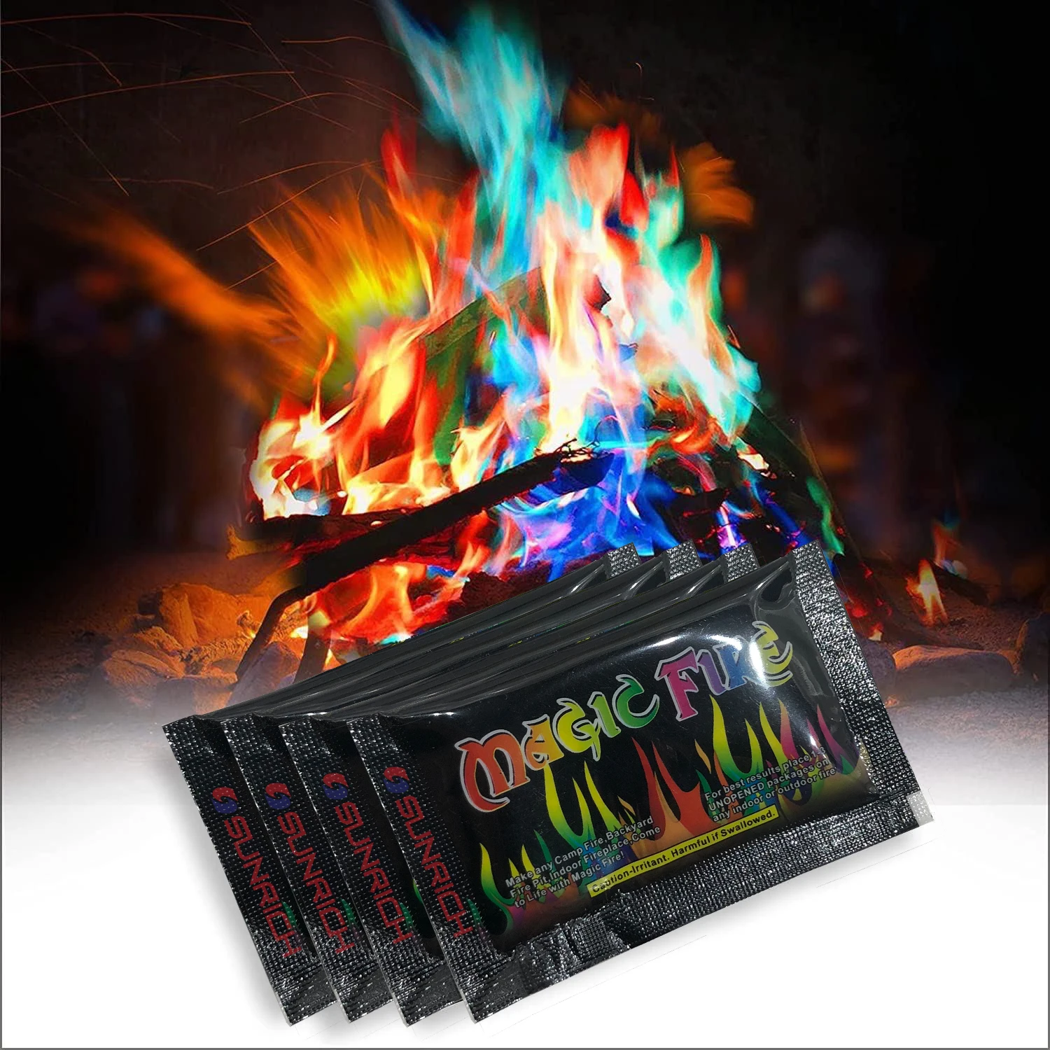 Sunrich magic fire powder in sachets for campfires and fireplaces colour change flames campfire magic
