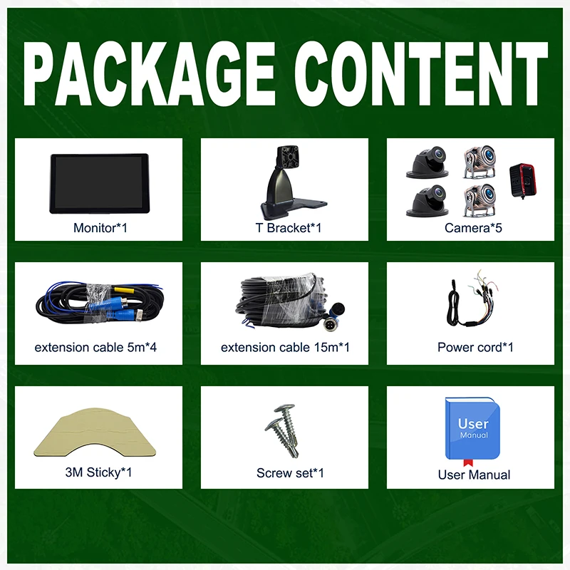 HOPE 5CH HD Touch Control Monitor With Night Vision Cameras Truck Bus Car DVR Monitor Kit