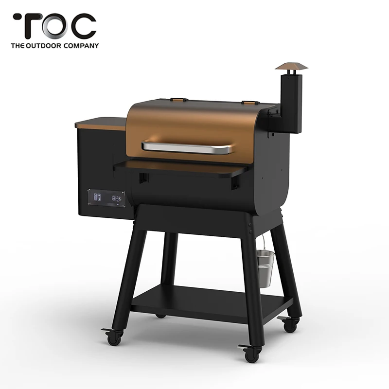 High Quality Controller Wood Pellet Smoker BBQ Barbecue Grill With 2Pcs Brake