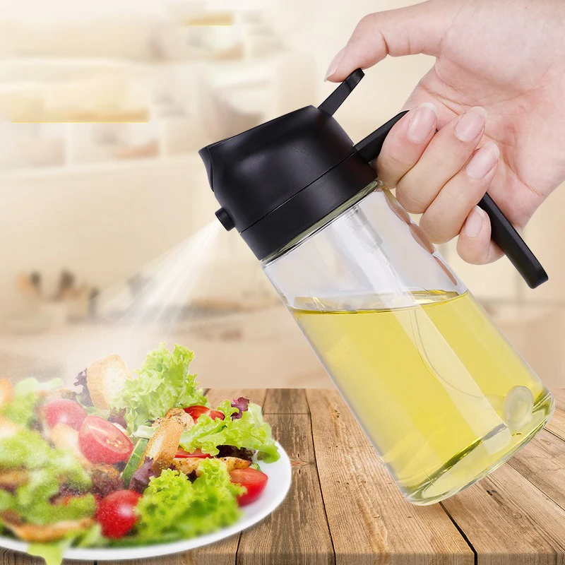 cooking oil dispenser glass spray dispenser cooking oil sprayer for cooking, 2 in 1 olive oil dispense