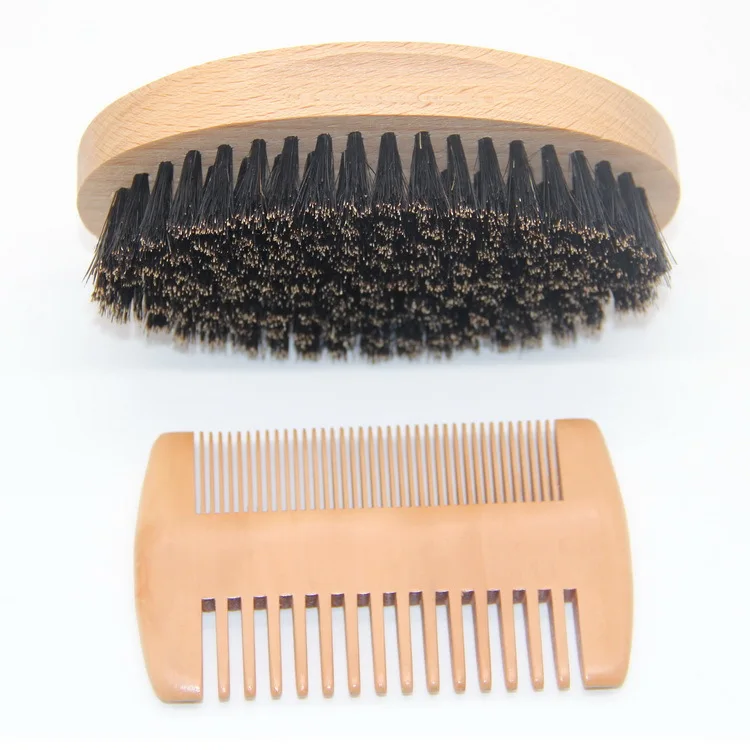 
custom logo boar hair beard brush comb male grooming products for men 