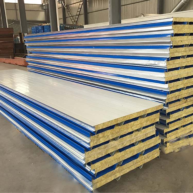 rock wool insulation 120 minutes fireproof prefabricated house roofing sandwich panel building material