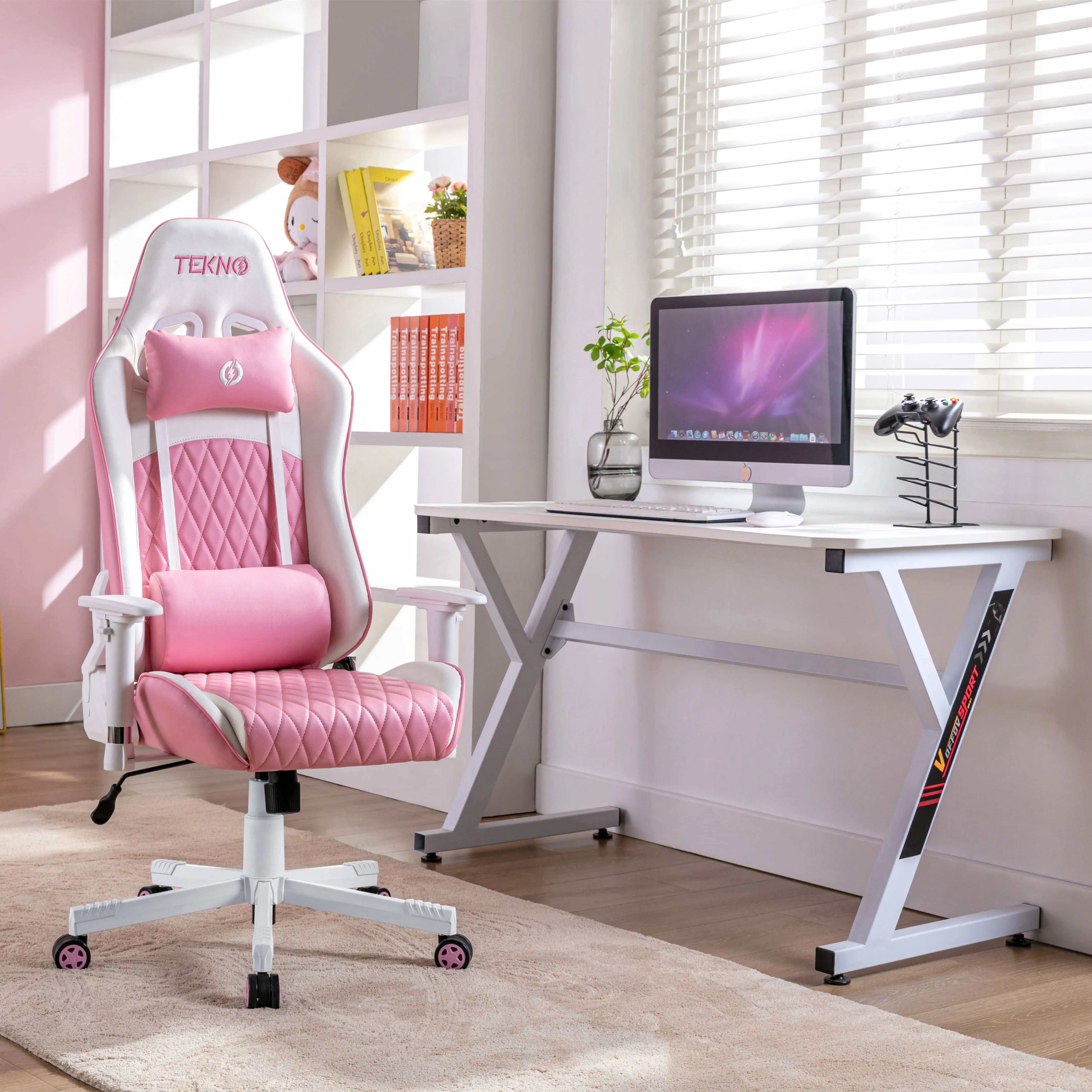 UE  Racing Seat Simulator Pink And Gray Purple Station Anji Computer High End Gaming Chair
